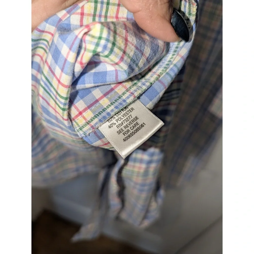 Croft & Barrow Plaid Button Up‎ Coastal Grandpa Preppy Shirt Large Nautical Golf